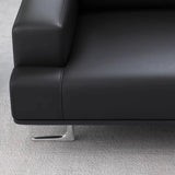 Black Leather Office Reception Sofa Set	with Legs Image - 10