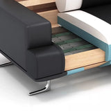 Black Leather Office Reception Sofa Set	with Legs Image - 12