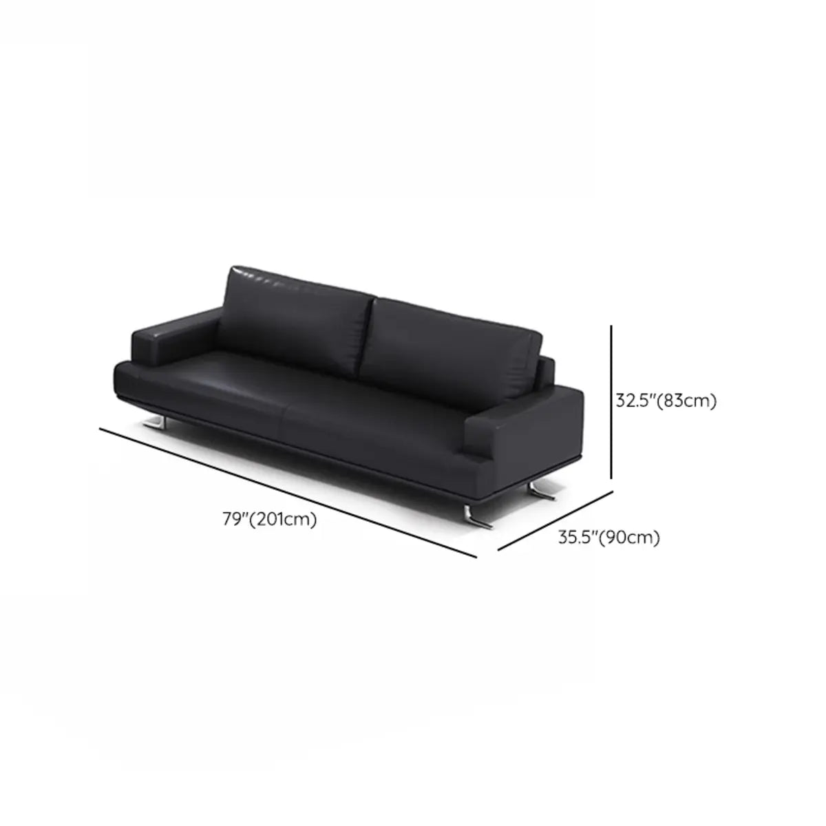 Black Leather Office Reception Sofa Set	with Legs Image - 14