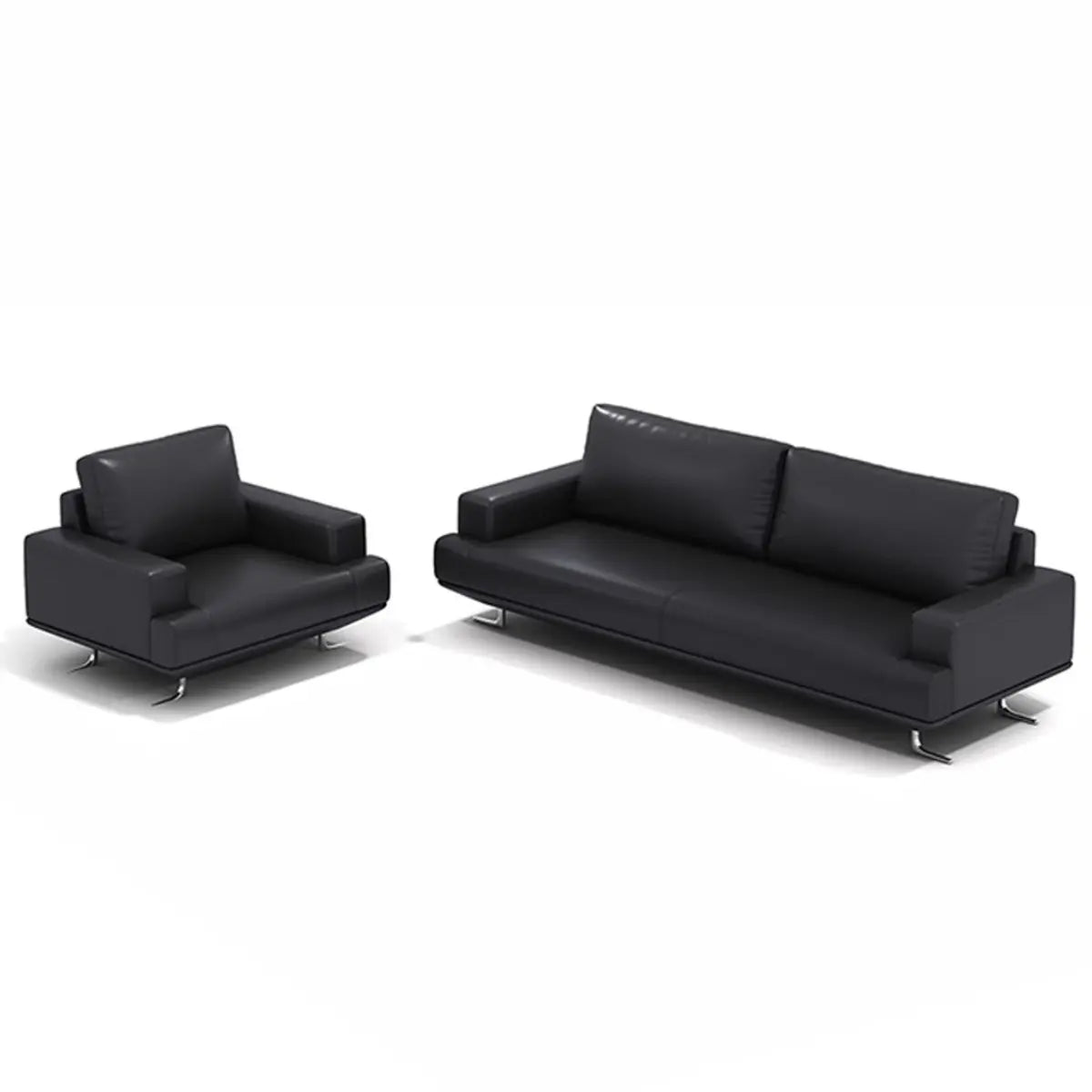 Black Leather Office Reception Sofa Set	with Legs Image - 4