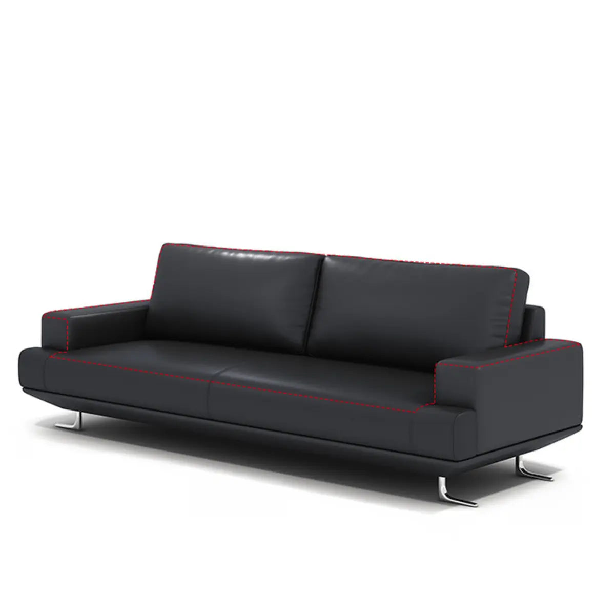 Black Leather Office Reception Sofa Set	with Legs Image - 5
