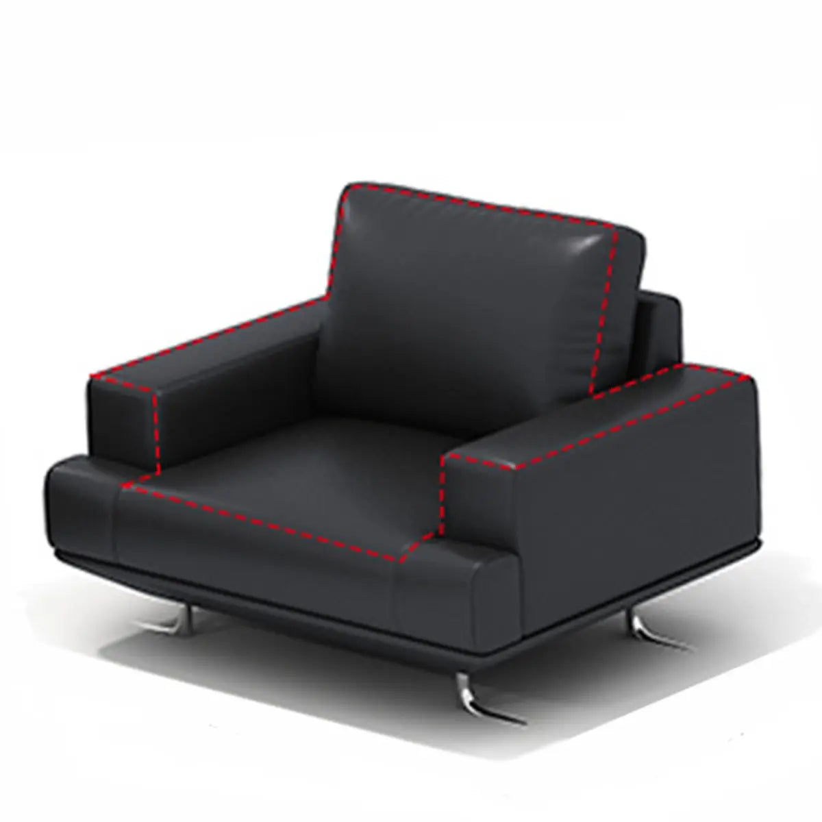 Black Leather Office Reception Sofa Set	with Legs Image - 6