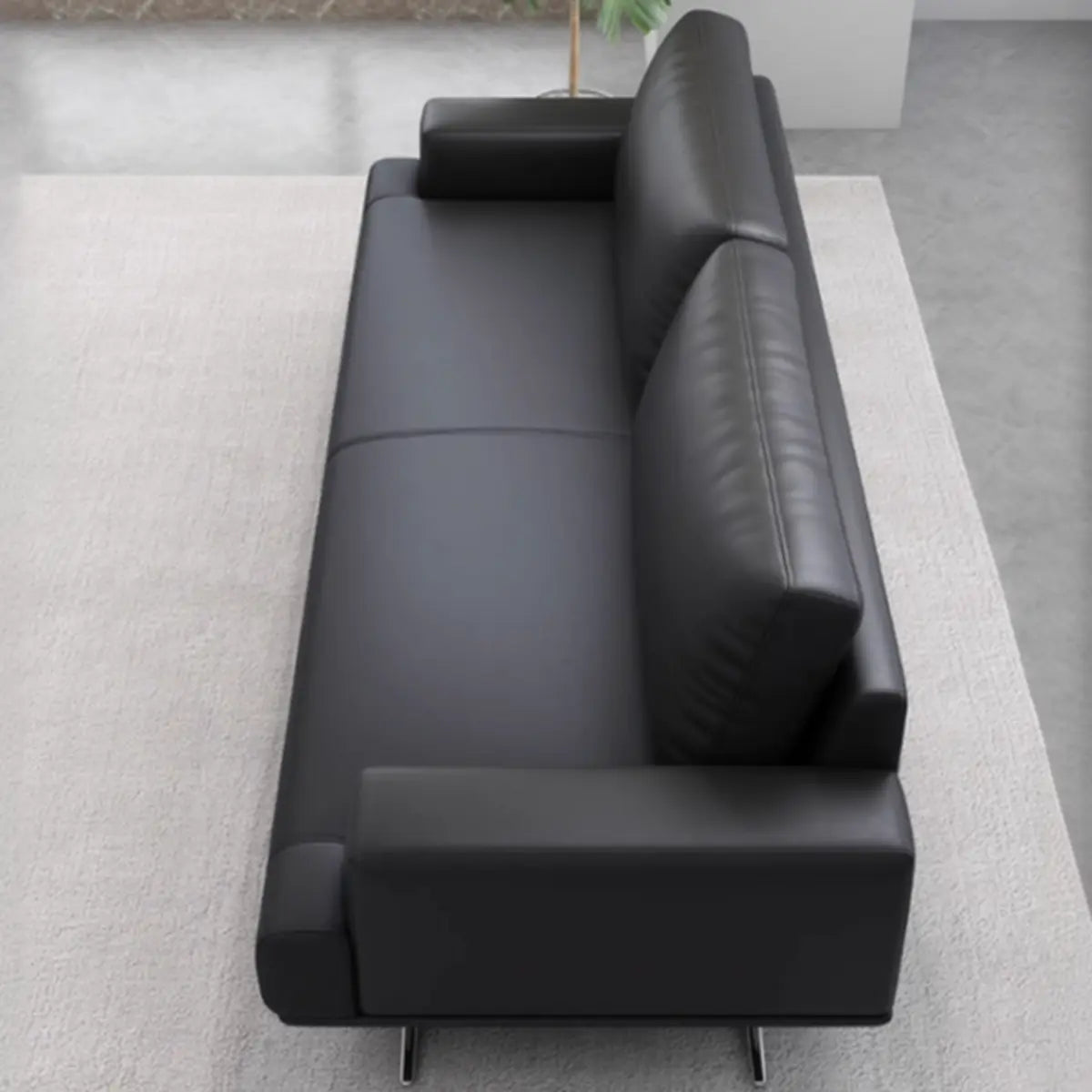 Black Leather Office Reception Sofa Set	with Legs Image - 7