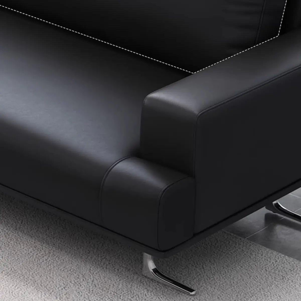 Black Leather Office Reception Sofa Set	with Legs Image - 8