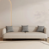 Black Leather Wood Frame Reception Sofa with Pillow Image - 11