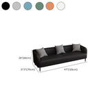Black Leather Wood Frame Reception Sofa with Pillow #size