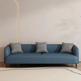 Black Leather Wood Frame Reception Sofa with Pillow Image - 5