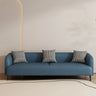Black Leather Wood Frame Reception Sofa with Pillow Image - 5