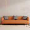 Black Leather Wood Frame Reception Sofa with Pillow Image - 9