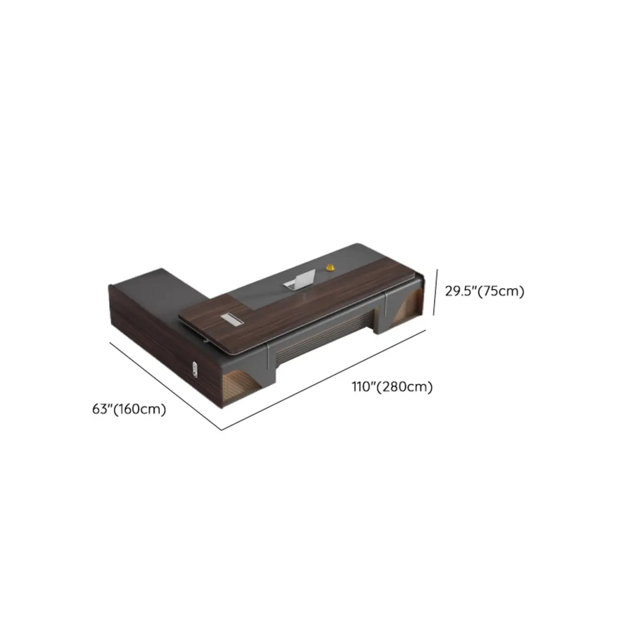 Black Long L-Shaped Wooden Computer Desk with Storage Image - 12