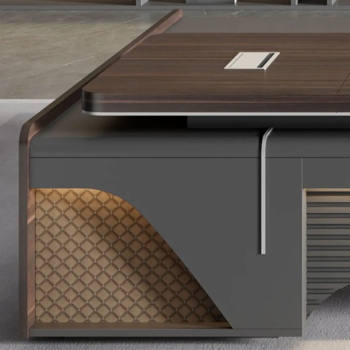 Black Long L-Shaped Wooden Computer Desk with Storage Image - 4