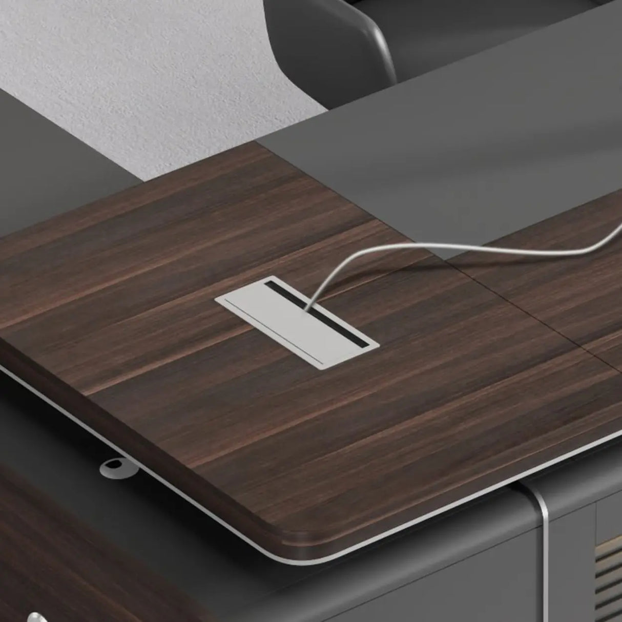 Black Long L-Shaped Wooden Computer Desk with Storage Image - 5