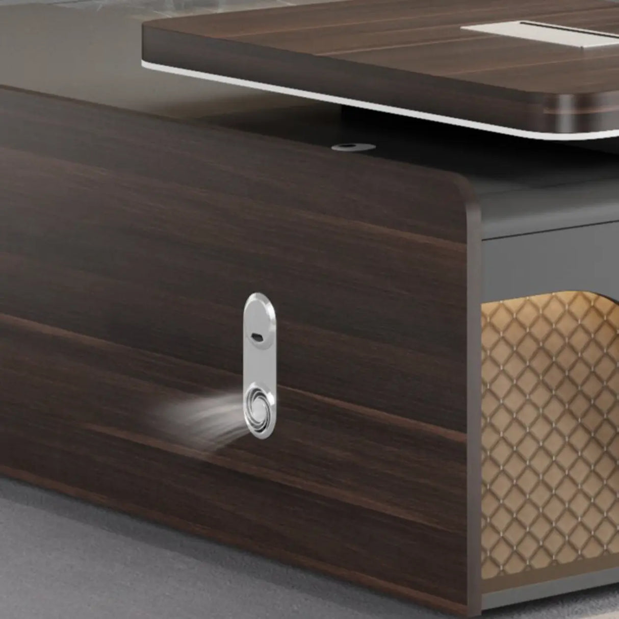 Black Long L-Shaped Wooden Computer Desk with Storage Image - 6