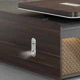 Black Long L-Shaped Wooden Computer Desk with Storage Image - 6