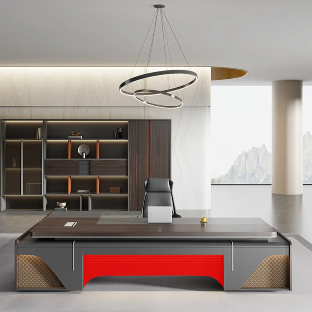 Black Long L-Shaped Wooden Computer Desk with Storage Image - 7