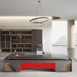 Black Long L-Shaped Wooden Computer Desk with Storage Image - 7