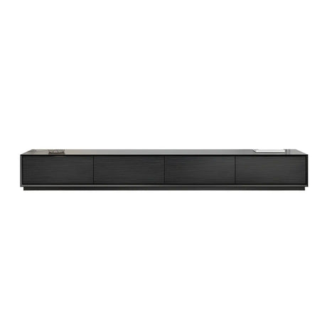 Black Long Manufactured Wood TV Stand with Drawers Image - 2