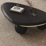 Black Manufactured Wood Triangle Ball Base Coffee Table Image - 6