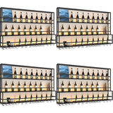 Black Metal Floating Stackable Wall Mounted Wine Rack Image - 24