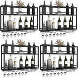 Black Metal Floating Stackable Wall Mounted Wine Rack Image - 30
