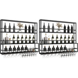 Black Metal Floating Stackable Wall Mounted Wine Rack Image - 35