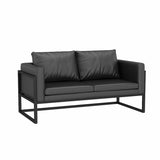 Black Metal Frame Faux Leather Loveseat with Legs Image - 5