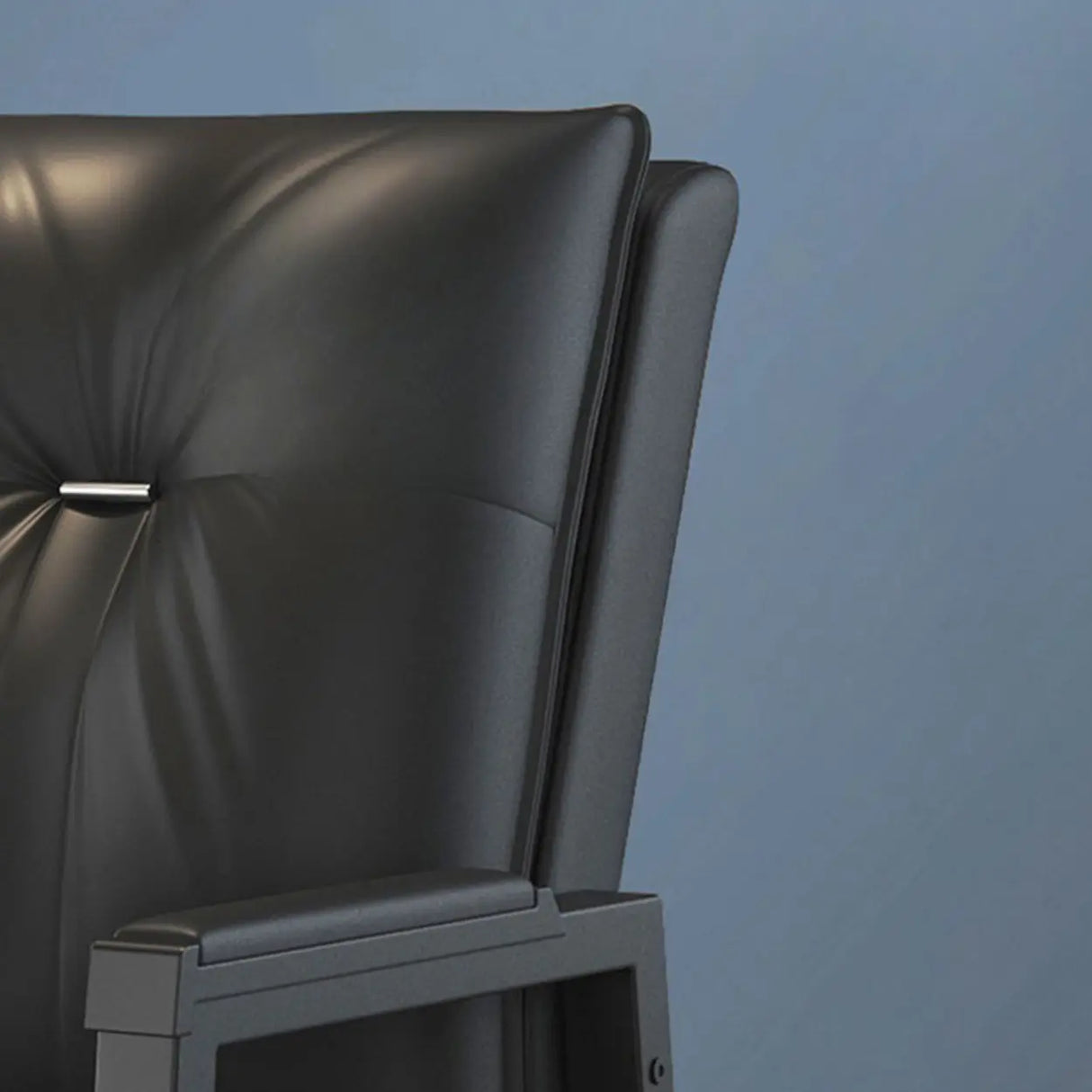 Black Metal Frame Leather Lounge Ergonomic Office Chair Image - 10