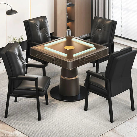 Black Metal Frame Leather Lounge Ergonomic Office Chair Image - 1