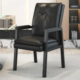 Black Metal Frame Leather Lounge Ergonomic Office Chair Image - 2