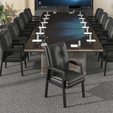Black Metal Frame Leather Lounge Ergonomic Office Chair Image - 4