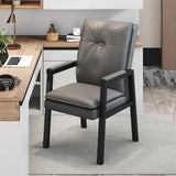 Black Metal Frame Leather Lounge Ergonomic Office Chair Image - 6