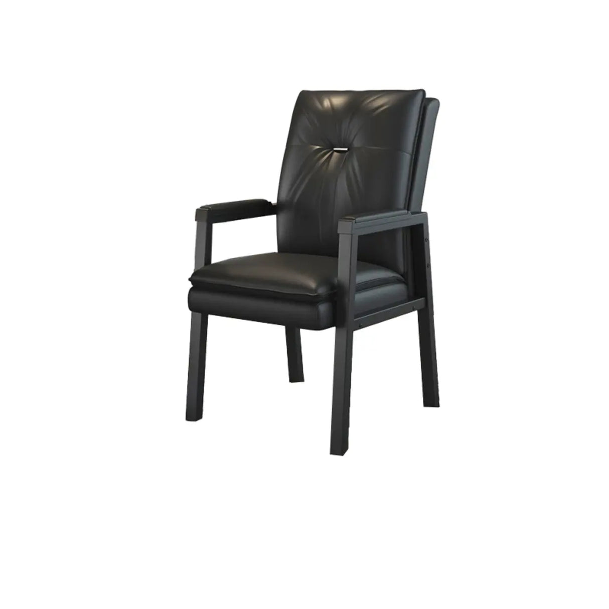 Black Metal Frame Leather Lounge Ergonomic Office Chair Image - 8