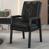 Black Metal Frame Leather Lounge Ergonomic Office Chair Image - 9