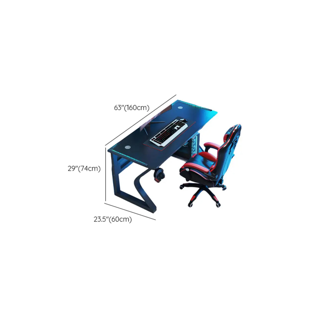 Black Metal Gaming Desk with CPU Storage Image - 10