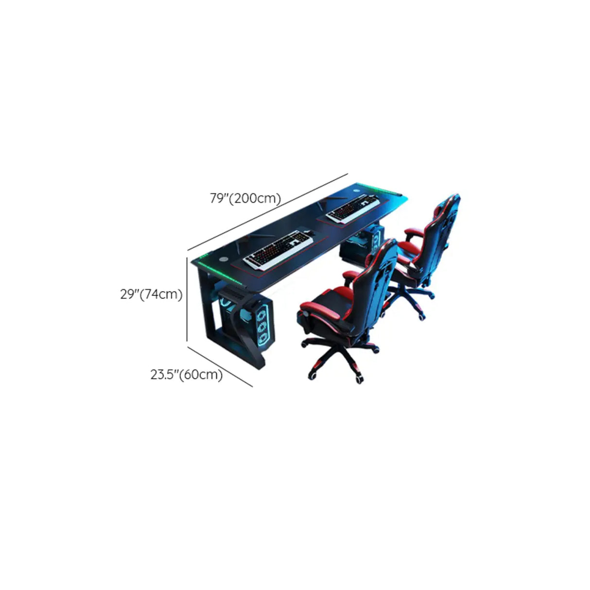 Black Metal Gaming Desk with CPU Storage Image - 12