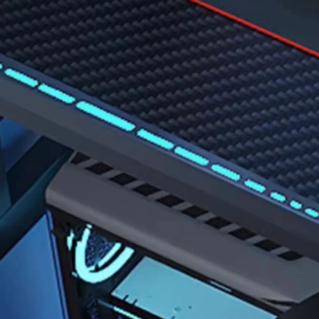 Black Metal Gaming Desk with CPU Storage Image - 5