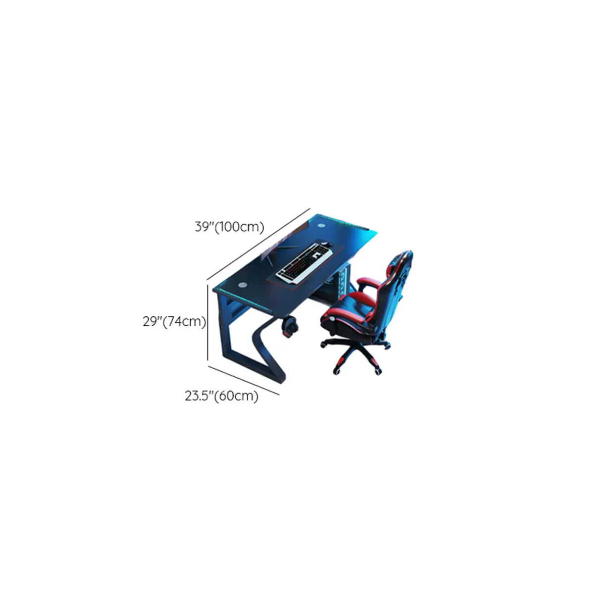 Black Metal Gaming Desk with CPU Storage 