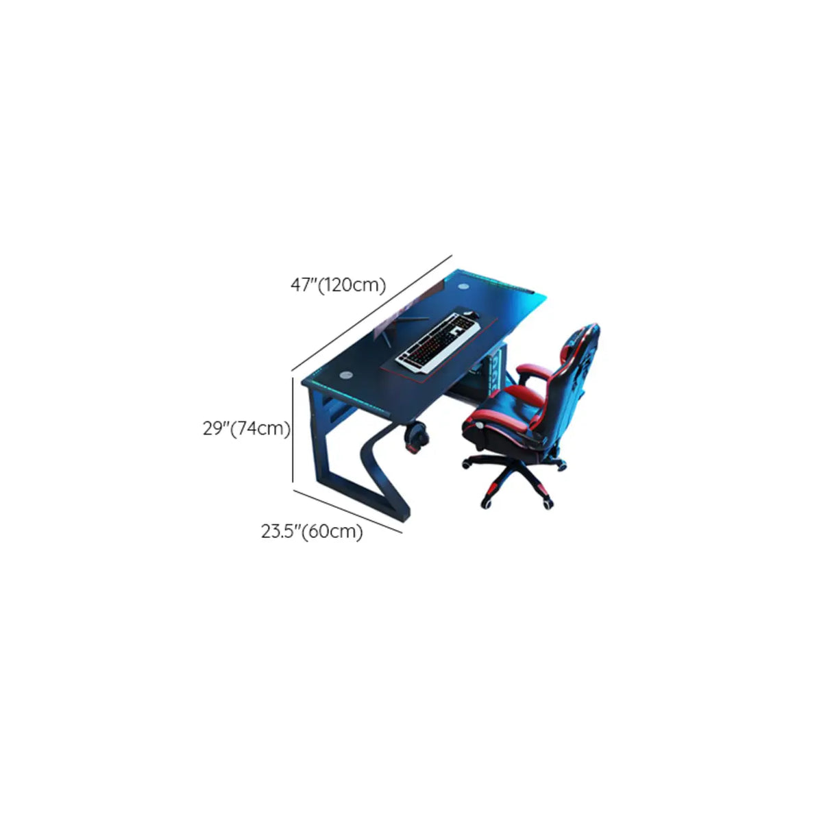 Black Metal Gaming Desk with CPU Storage Image - 8