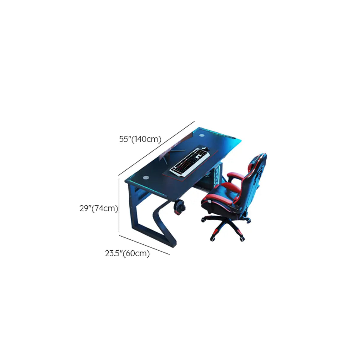 Black Metal Gaming Desk with CPU Storage Image - 9