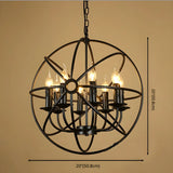 Black Metal Globe Candelabra Chain Foyer Chandelier #size