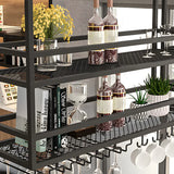 Black Metal Large Hanging Wine Rack with Stemware Holder Image - 12