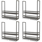 Black Metal Large Hanging Wine Rack with Stemware Holder Image - 5