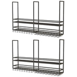 Black Metal Large Hanging Wine Rack with Stemware Holder Image - 7
