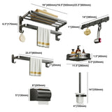 Black Metal Mounting Hardware Bathroom Shelf Set with Hooks #size
