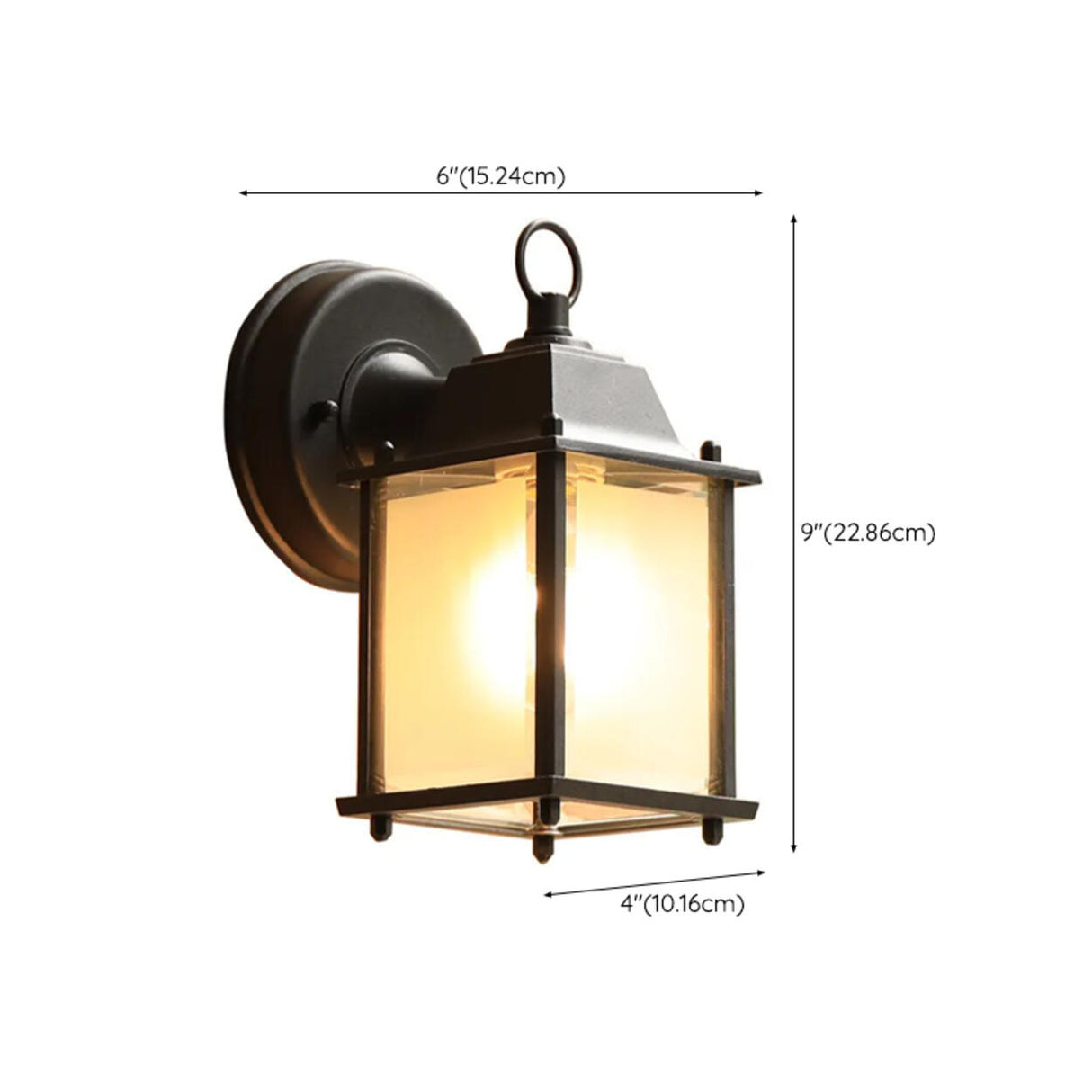 Black Metal Outdoor Vintage Lantern Wall Sconce  