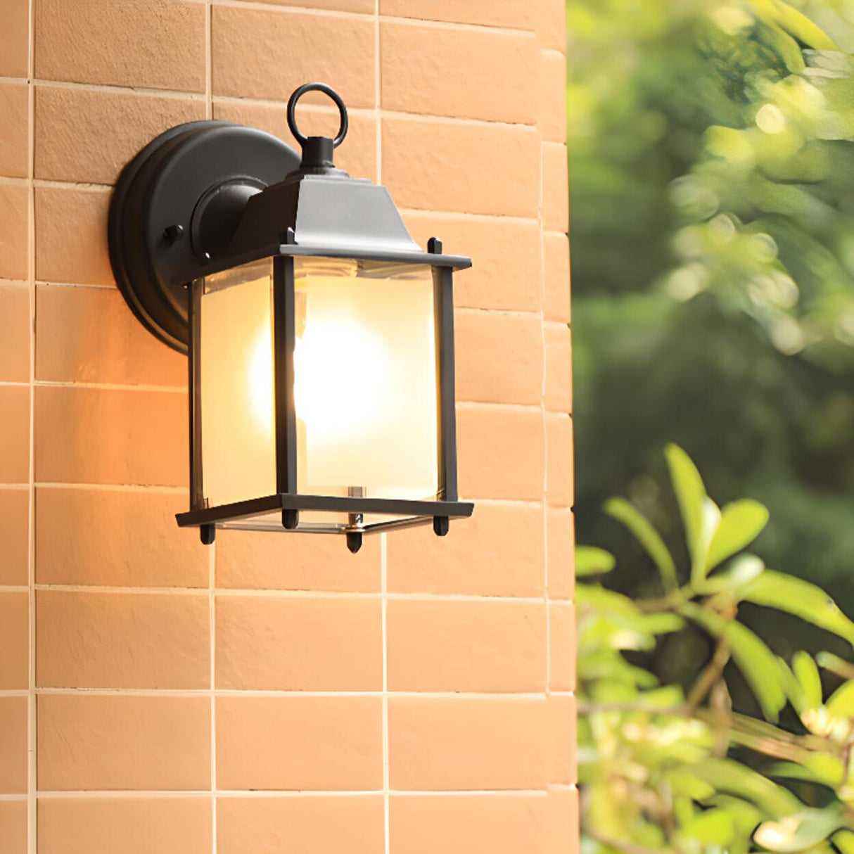 Black Metal Outdoor Vintage Lantern Wall Sconce  Image - 4