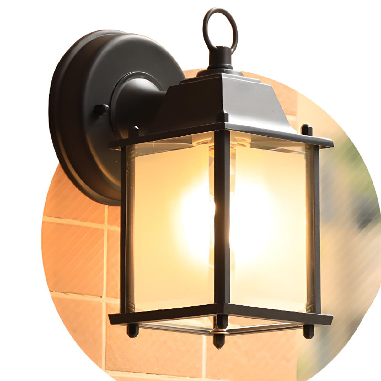Black Metal Outdoor Vintage Lantern Wall Sconce  Image - 6