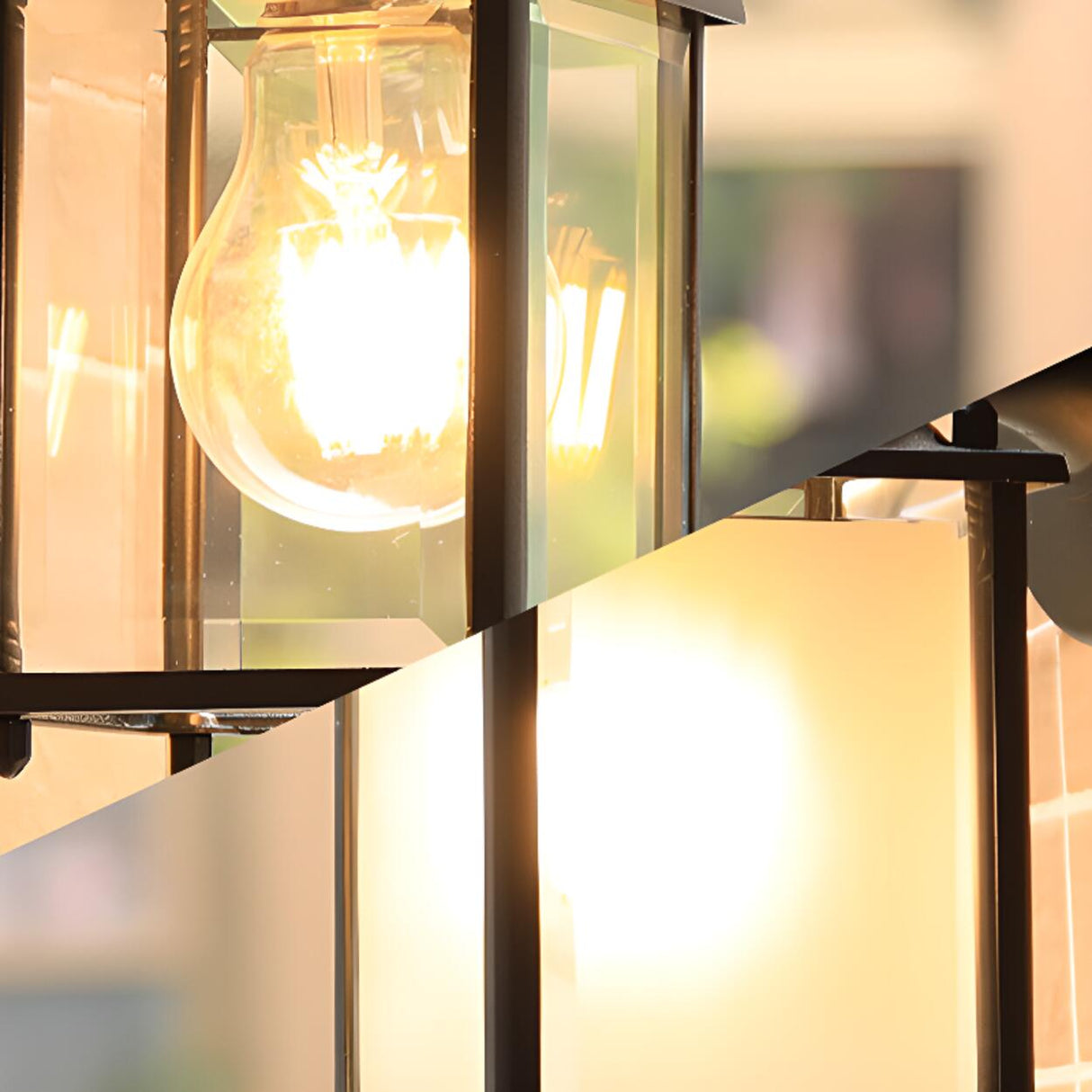 Black Metal Outdoor Vintage Lantern Wall Sconce  Image - 8
