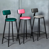 Black Metal Round Fabric Cushion Backrest Bar Stool Image - 8