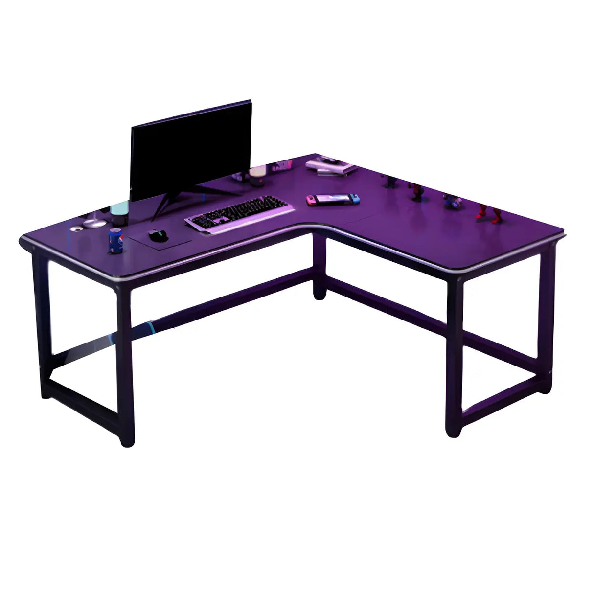 Black Metal Sledge Wooden L-Shaped Writing Desk Image - 10
